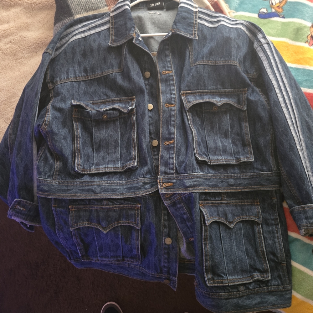 Ivy PARK x ADIDAS BEYONCE like NEW Denim JACKET DETATCH short Or Long Trench MED